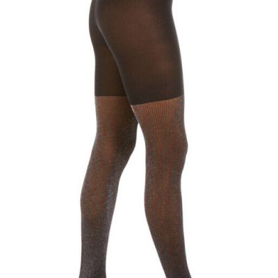 Spanx Built-in Mid-Thigh Shaper Black-Rainbow Shimmer Pattern Tights MSRP 42